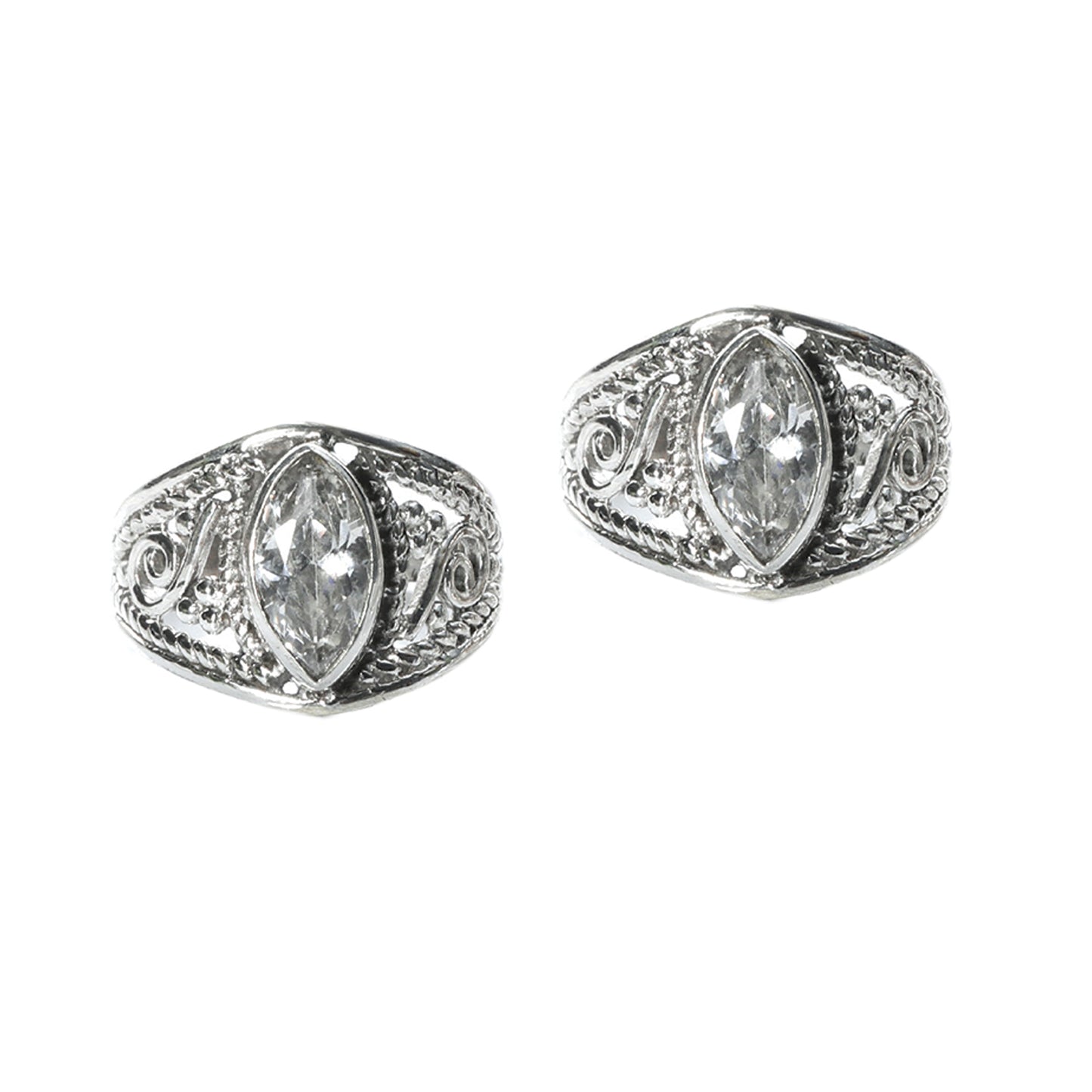 JSAJ TOE RING CHUTKI BICHIYA 925 STERLING SILVER WHITE ZERCONIA ZALI HANDWORK PLASTER WORK MARQIS STONE TOE RING FOR WOMENS COMFORTABLE