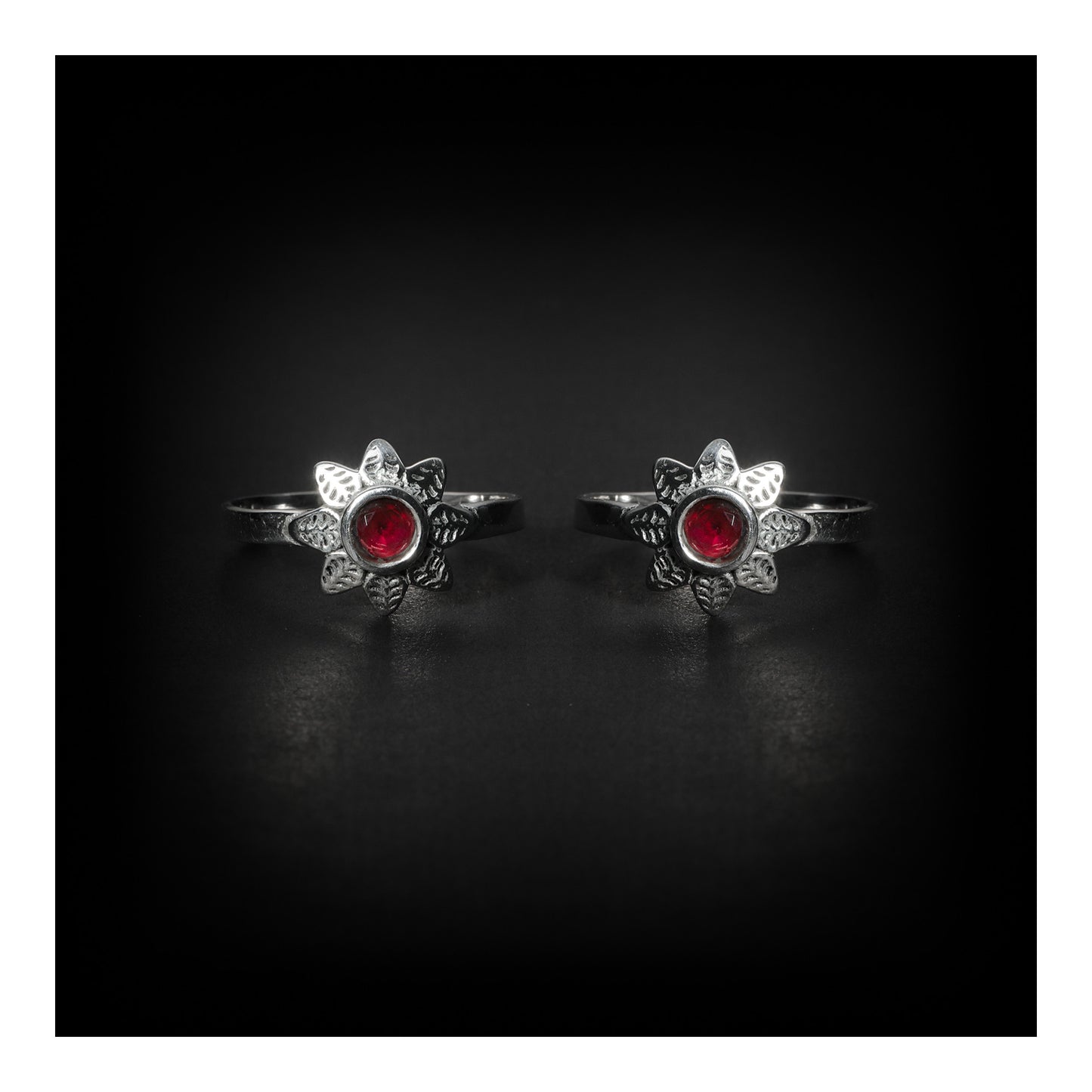 JSAJ TOE RING CHUTKI BICHIYA 925 STERLING SILVER FLOWER WORK HANDMADE RUBY STONE TOERING FOR WOMENS COMFORTABLE