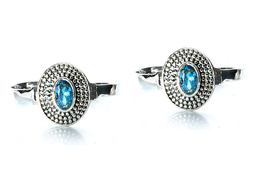 JSAJ TOE RING CHUTKI BICHIYA 925 STERLING SILVER BLUE ZERCON HANDMADE TOERING FOR WOMENS COMFORTABLE DURABLE