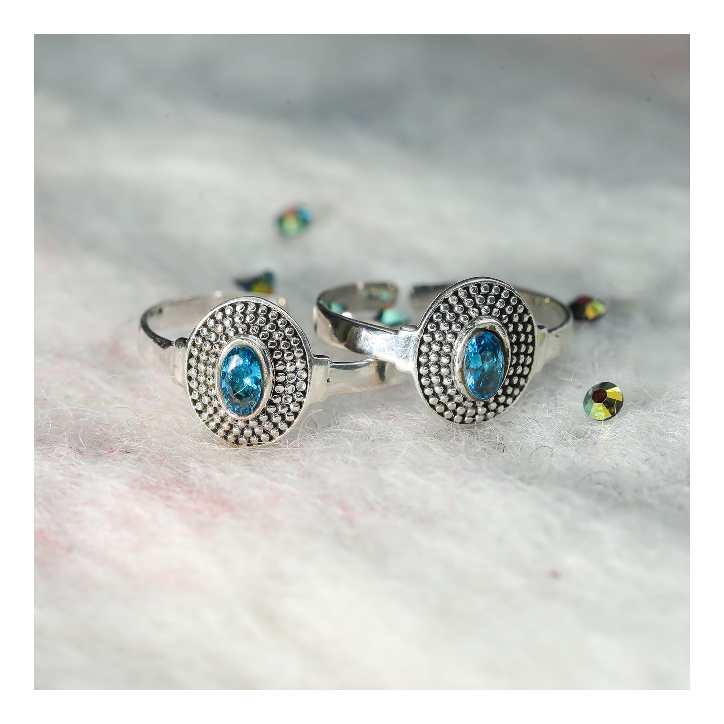 JSAJ TOE RING CHUTKI BICHIYA 925 STERLING SILVER BLUE ZERCON HANDMADE TOERING FOR WOMENS COMFORTABLE DURABLE