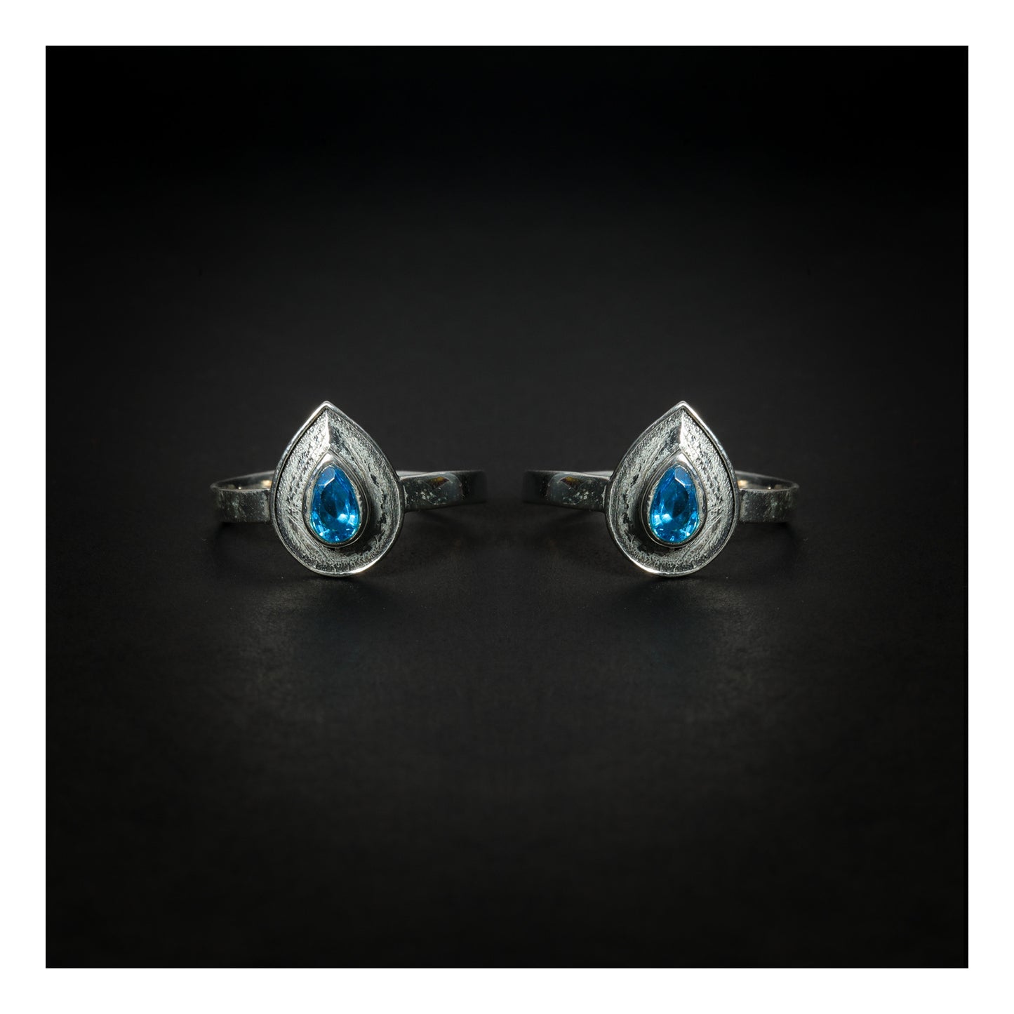 JSAJ TOE RING CHUTKI BICHIYA 925 STERLING SILVER BLUE ZIRCON DROP SHAPE STONE HANDMADE TOERING FOR WOMENS COMFORTABLE