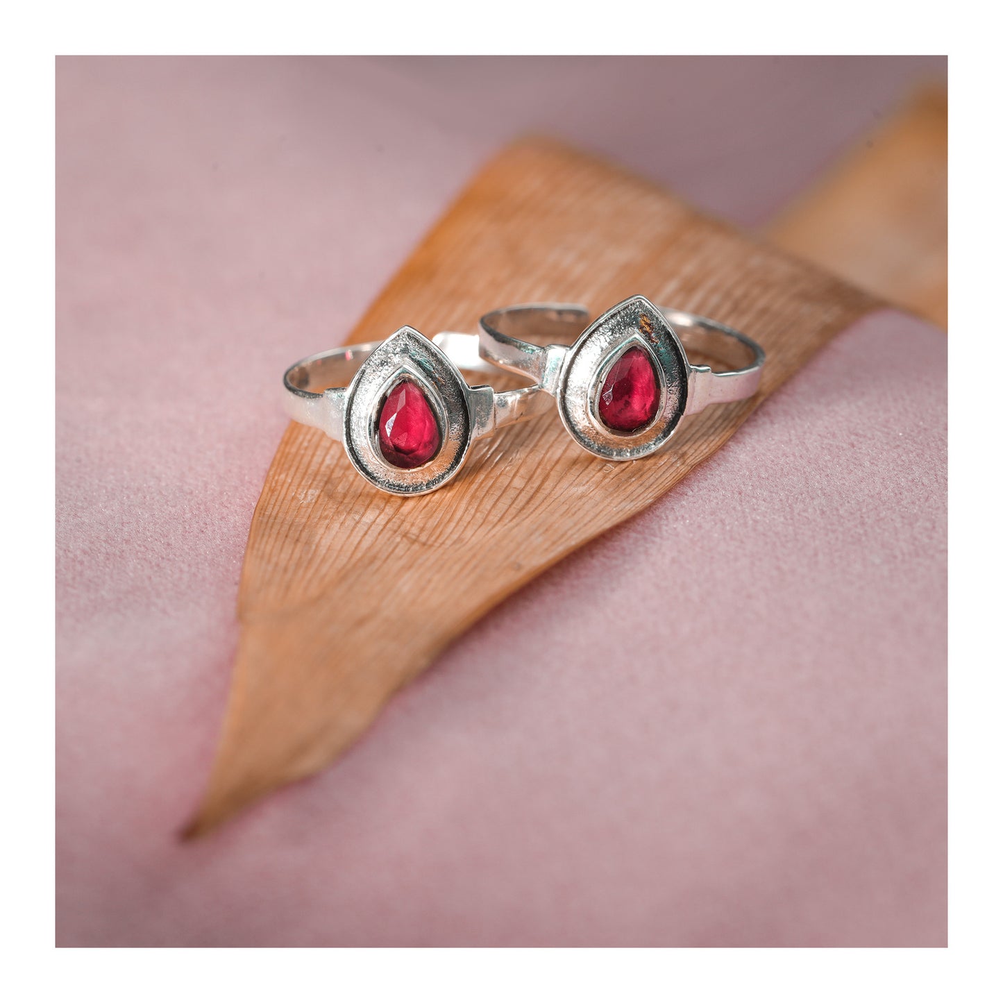 JSAJ TOE RING CHUTKI BICHIYA 925 STERLING SILVER RUBY STONE DROP SHAPE HANDMADE TOERING FOR WOMENS COMFORTABLE