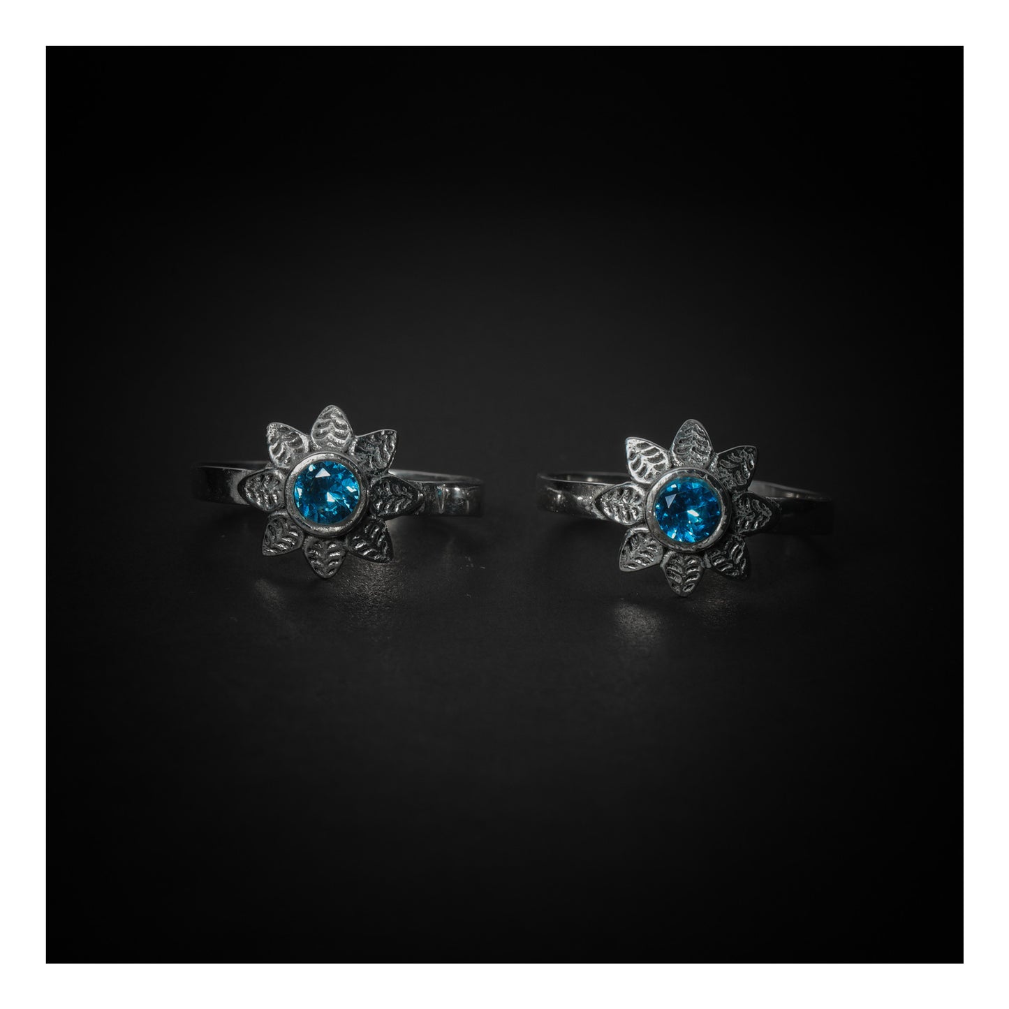 JSAJ TOE RING CHUTKI BICHIYA 925 STERLING SILVER FLOWER DESIGN BLUE ZERCONIA STONE TOERING FOR WOMENS COMFORTABLE
