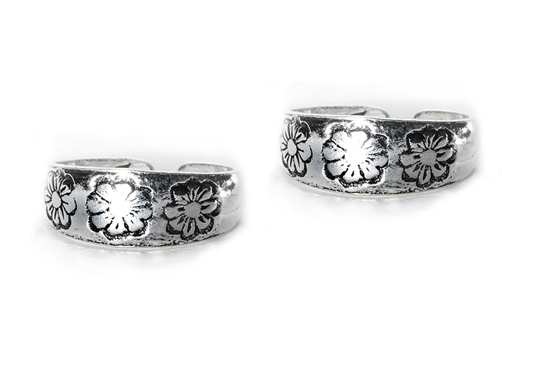 JSAJ TOE RING CHUTKI BICHIYA 925 STERLING SILVER CARVING FLOWER DESIGN HANDMADE BAND TOE RING FOR WOMENS COMFORTABLE