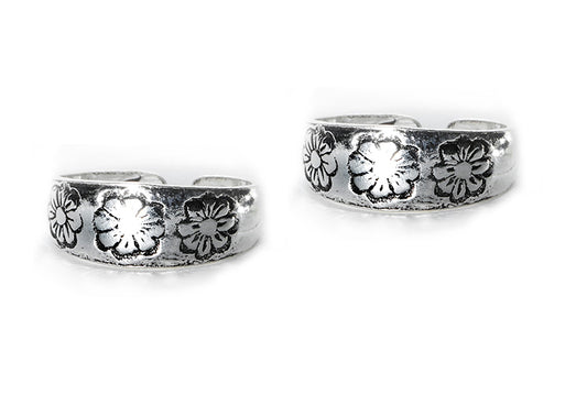 JSAJ TOE RING CHUTKI BICHIYA 925 STERLING SILVER CARVING FLOWER DESIGN HANDMADE BAND TOE RING FOR WOMENS COMFORTABLE