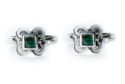 JSAJ TOE RING CHUTKI BICHIYA 925 STERLING SILVER SQUARE GREEN ONYX STONE HANDMADE TOERING FOR WOMENS COMFORTABLE