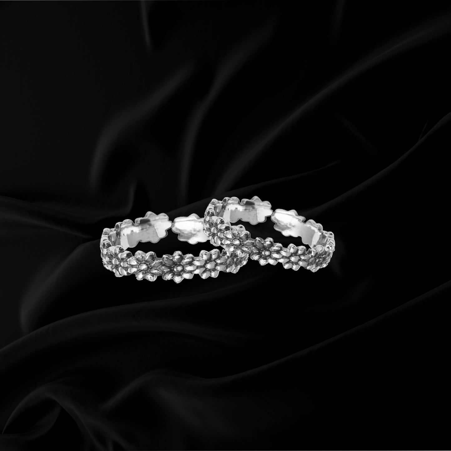 JSAJ TOE RING CHUTKI BICHIYA 925 STERLING PURITY SILVER FLOWER DESIGN BAND TOE RINGS FOR WOMEN COMFORATBEL DURABEL