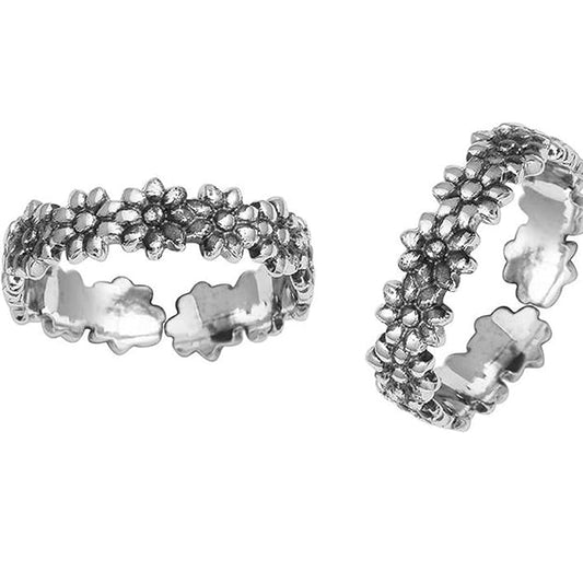 JSAJ TOE RING CHUTKI BICHIYA 925 STERLING PURITY SILVER FLOWER DESIGN BAND TOE RINGS FOR WOMEN COMFORATBEL DURABEL