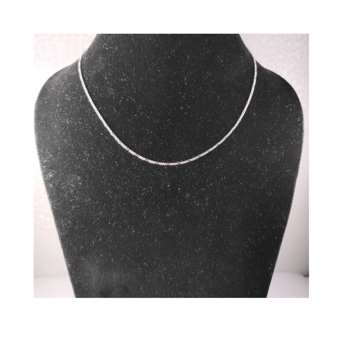 JSAJ 1MM FIGARO CHAIN STERLING SILVER CHAIN 92.5% SILVER STRONG CHAIN FOR GIRLS AND WOMENS IN PURE SILVER