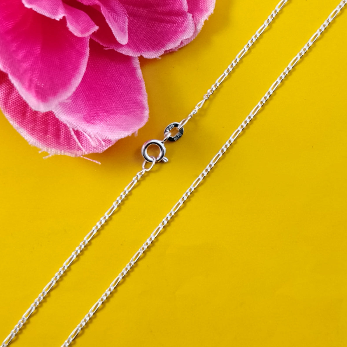 JSAJ 1MM FIGARO CHAIN STERLING SILVER CHAIN 92.5% SILVER STRONG CHAIN FOR GIRLS AND WOMENS IN PURE SILVER