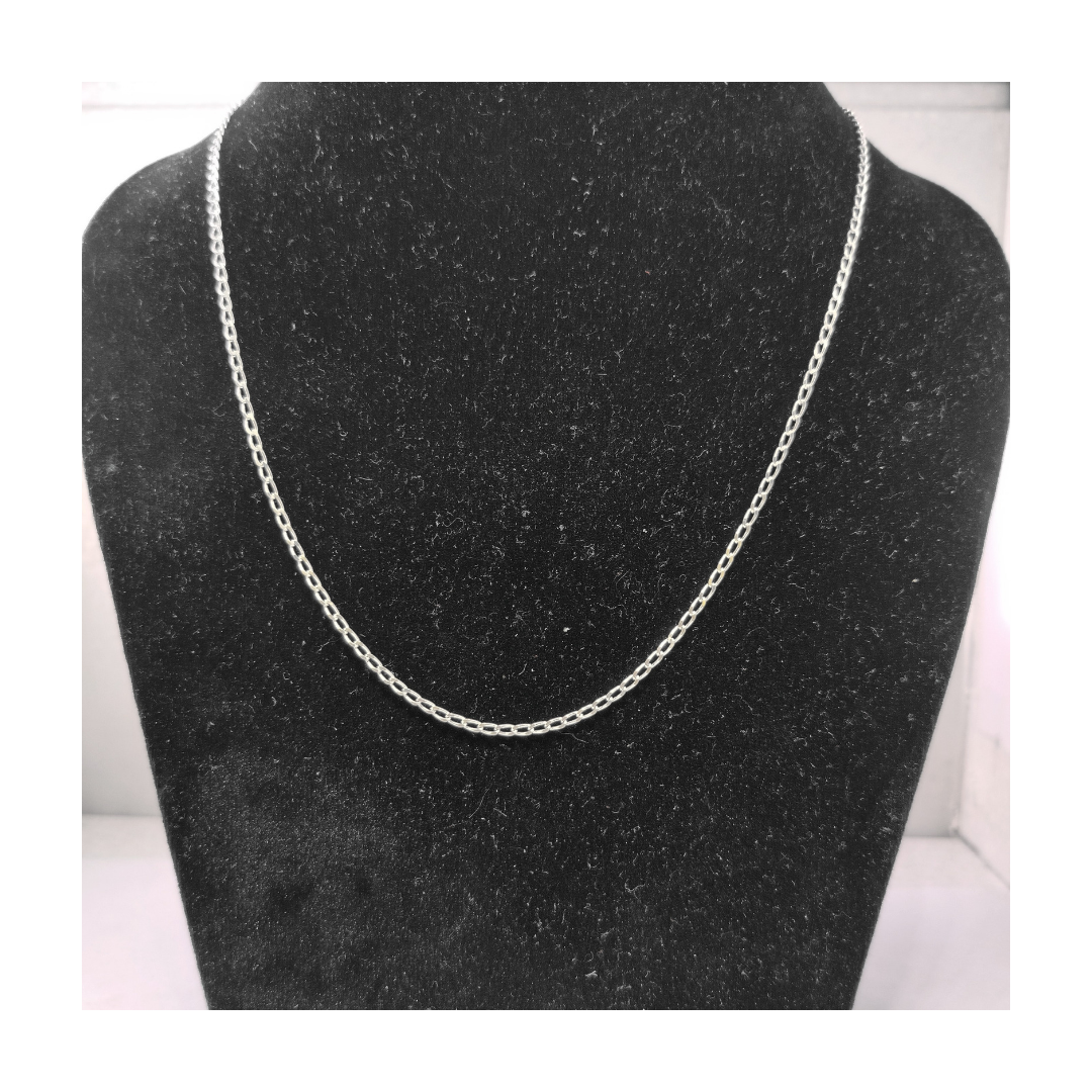 JSAJ LONG CURB CHAIN STERLING SILVER CHAIN 92.5% SILVER STRONG CHAIN FOR GIRLS AND WOMENS IN PURE SILVER