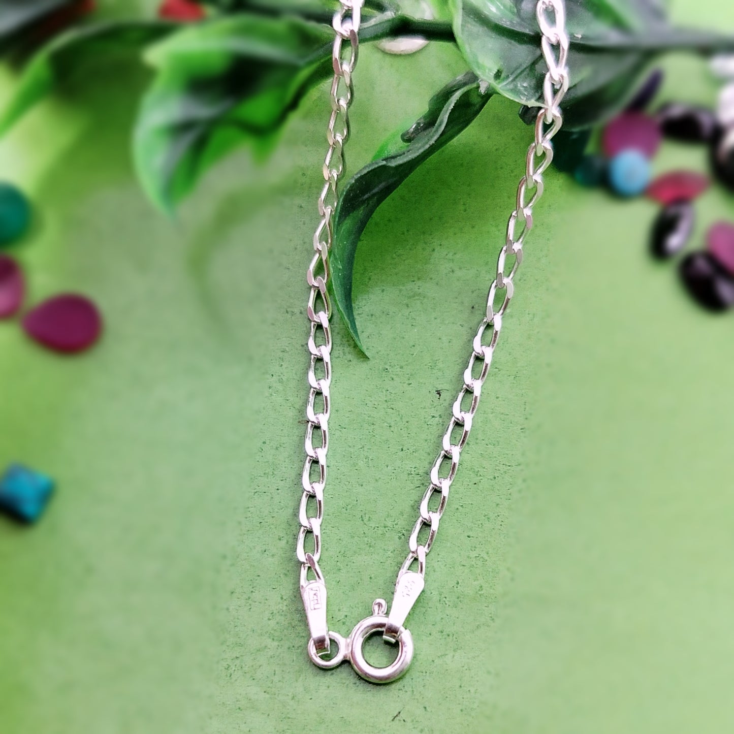 JSAJ LONG CURB CHAIN STERLING SILVER CHAIN 92.5% SILVER STRONG CHAIN FOR GIRLS AND WOMENS IN PURE SILVER