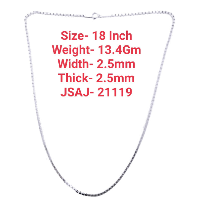 JSAJ 2.5MM SQUARE BOX CHAIN STERLING SILVER 92.5% STRONG DURABLE,THICK,COMFORTABLE CHAIN FOR MEN,S AND WOMEN'S IN PURE SILVER