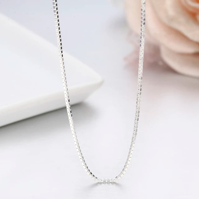 JSAJ 2.5MM SQUARE BOX CHAIN STERLING SILVER 92.5% STRONG DURABLE,THICK,COMFORTABLE CHAIN FOR MEN,S AND WOMEN'S IN PURE SILVER