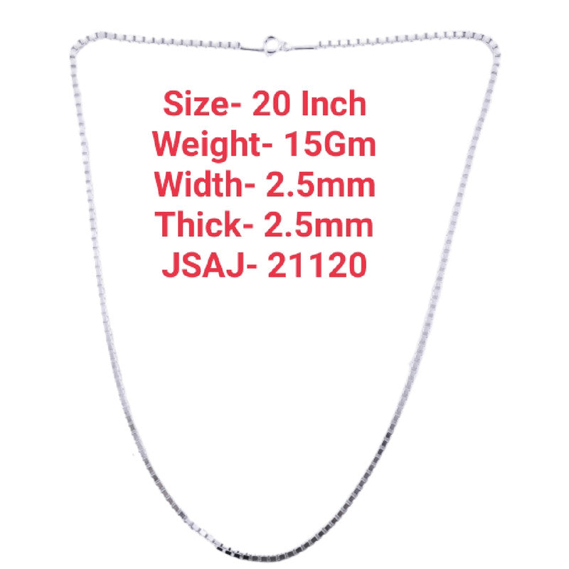 JSAJ 2.5MM SQUARE BOX CHAIN STERLING SILVER 92.5% STRONG DURABLE,THICK,COMFORTABLE CHAIN FOR MEN,S AND WOMEN'S IN PURE SILVER