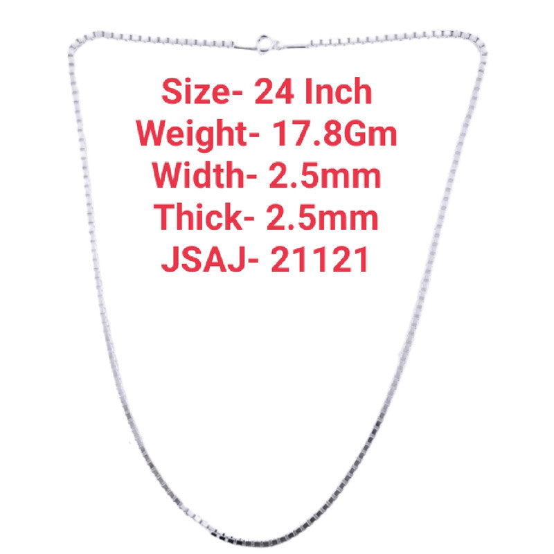JSAJ 2.5MM SQUARE BOX CHAIN STERLING SILVER 92.5% STRONG DURABLE,THICK,COMFORTABLE CHAIN FOR MEN,S AND WOMEN'S IN PURE SILVER