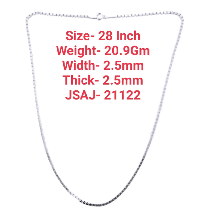 JSAJ 2.5MM SQUARE BOX CHAIN STERLING SILVER 92.5% STRONG DURABLE,THICK,COMFORTABLE CHAIN FOR MEN,S AND WOMEN'S IN PURE SILVER