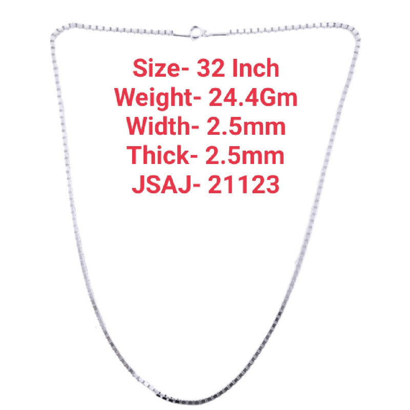 JSAJ 2.5MM SQUARE BOX CHAIN STERLING SILVER 92.5% STRONG DURABLE,THICK,COMFORTABLE CHAIN FOR MEN,S AND WOMEN'S IN PURE SILVER