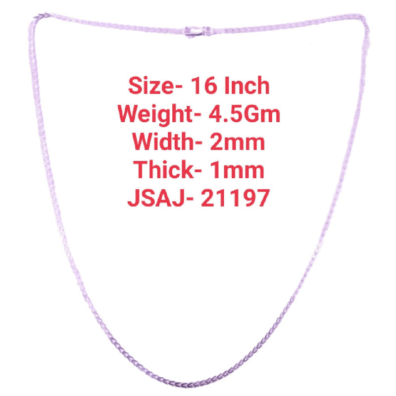 JSAJ 2MM V SHAPE CHAIN STERLING SILVER 92.5% SILVER STRONG,DURABLE,THICK CHAIN FOR MENS AND WOMEN'S IN PURE SILVER