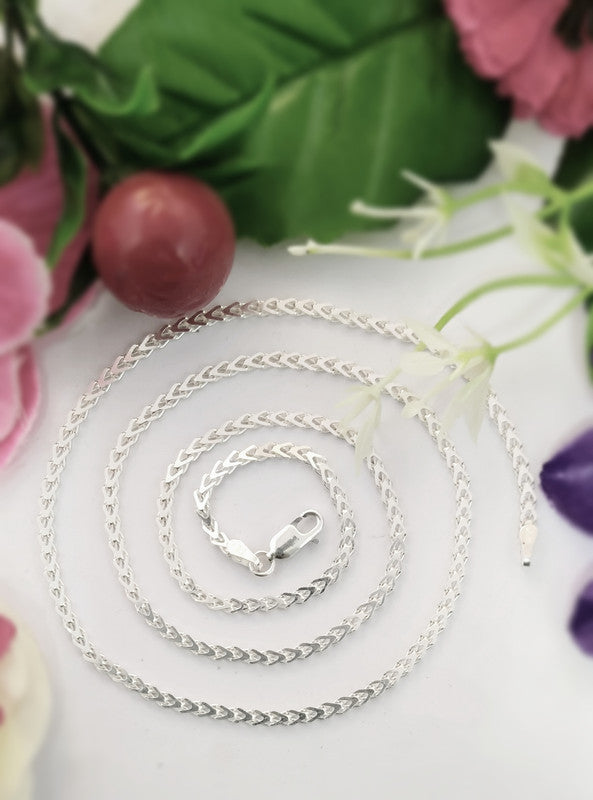 JSAJ 2MM V SHAPE CHAIN STERLING SILVER 92.5% SILVER STRONG,DURABLE,THICK CHAIN FOR MENS AND WOMEN'S IN PURE SILVER