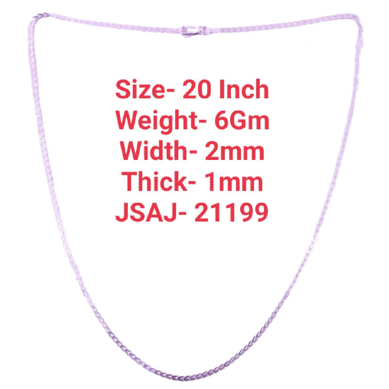 JSAJ 2MM V SHAPE CHAIN STERLING SILVER 92.5% SILVER STRONG,DURABLE,THICK CHAIN FOR MENS AND WOMEN'S IN PURE SILVER