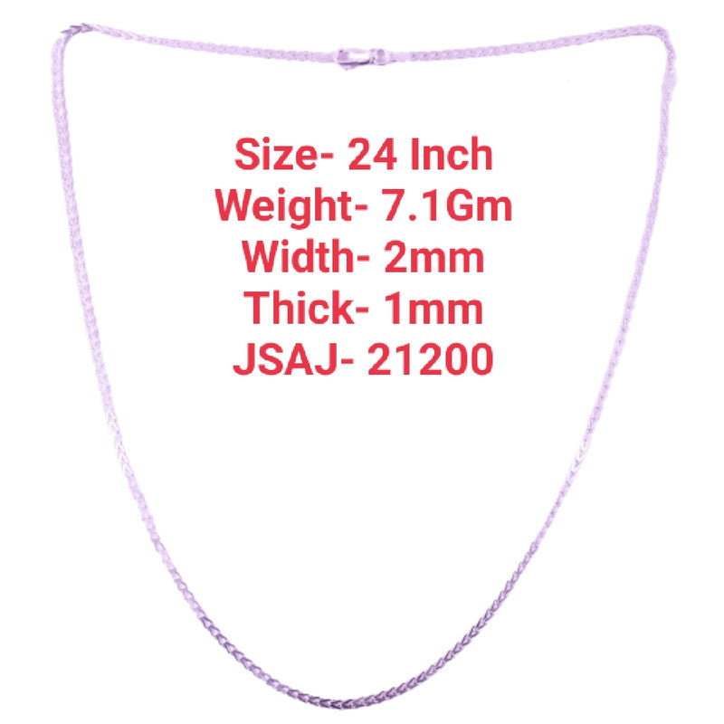JSAJ 2MM V SHAPE CHAIN STERLING SILVER 92.5% SILVER STRONG,DURABLE,THICK CHAIN FOR MENS AND WOMEN'S IN PURE SILVER