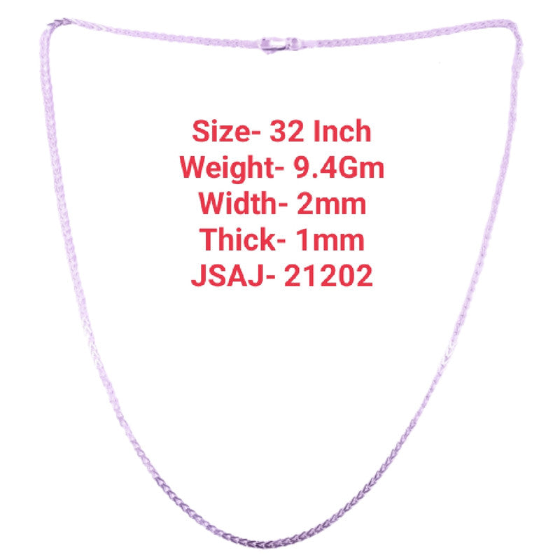 JSAJ 2MM V SHAPE CHAIN STERLING SILVER 92.5% SILVER STRONG,DURABLE,THICK CHAIN FOR MENS AND WOMEN'S IN PURE SILVER