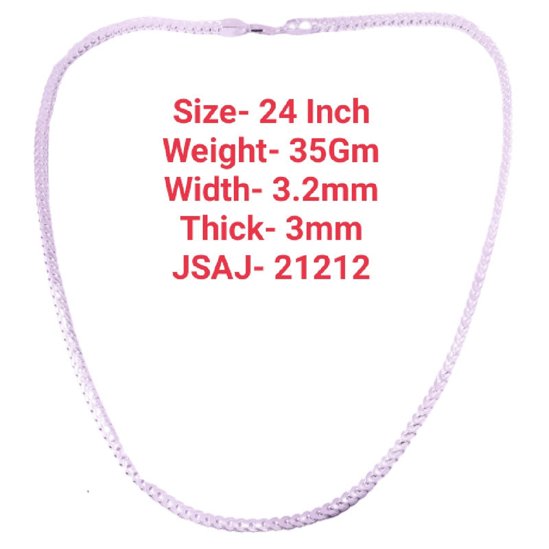 JSAJ 3.2MM V SHAPE SQUARE CHAIN STERLING SILVER 92.5% SILVER STRONG,DURABLE,THICK CHAIN FOR MENS AND WOMEN'S IN PURE SILVE