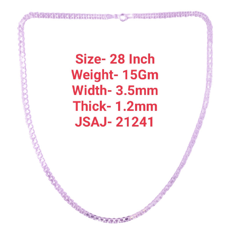 JSAJ 3.5MM PATTA CHAIN STERLING SILVER 92.5% SILVER STRONG,DURABLE,THICK CHAIN FOR MENS AND WOMEN'S IN PURE SILVER