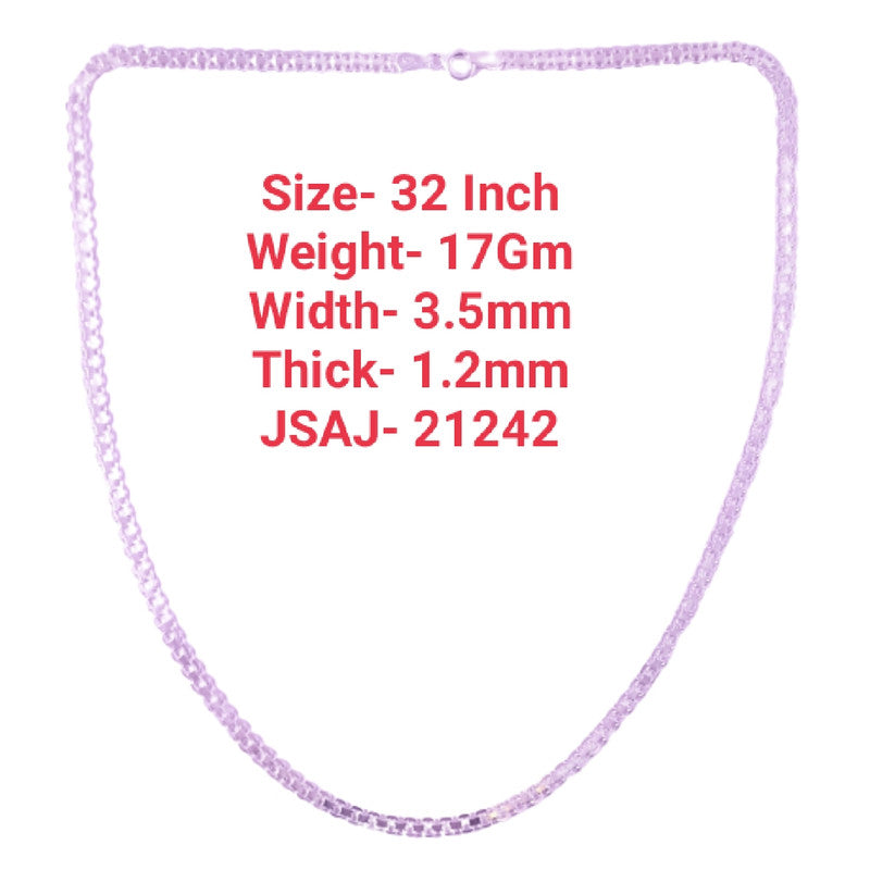 JSAJ 3.5MM PATTA CHAIN STERLING SILVER 92.5% SILVER STRONG,DURABLE,THICK CHAIN FOR MENS AND WOMEN'S IN PURE SILVER