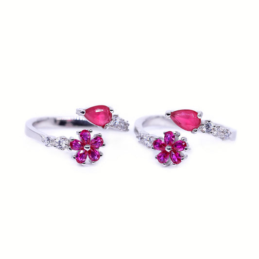 jsaj toering chutki bichiya front open toering with ruby stone in rhodium plating for girls and womens innpure silver