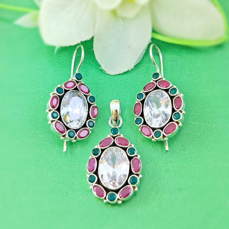 Cubic Zirconia With Ruby And Emerald