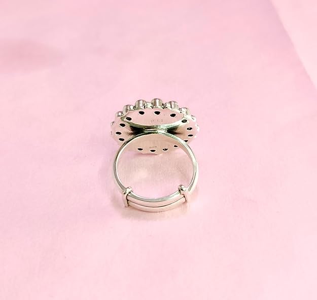 JSAJ 925 silver coin zirconia victoria queen ring adjustable ring for women