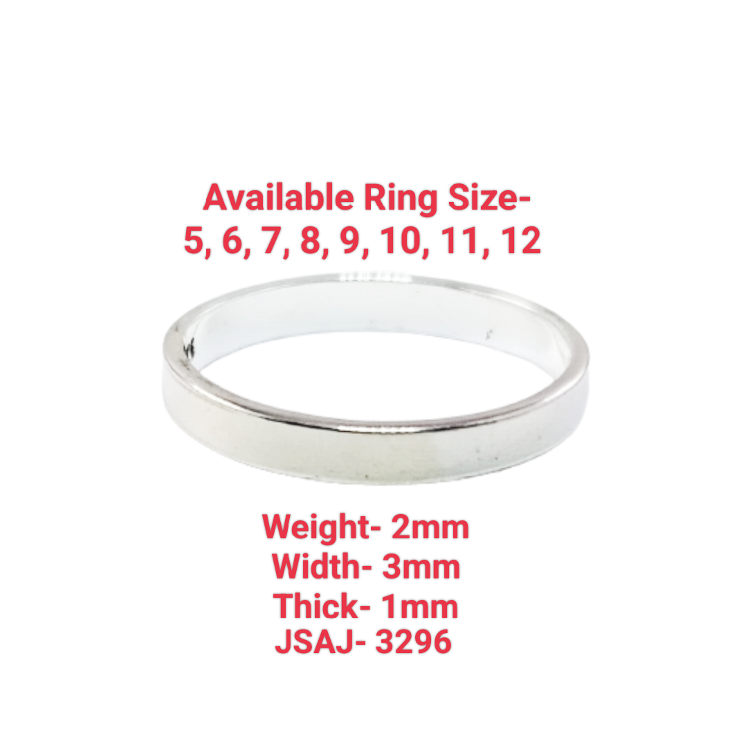 JSAJ FLAT BAND RING 3MM IN 925 STERLING SILVER