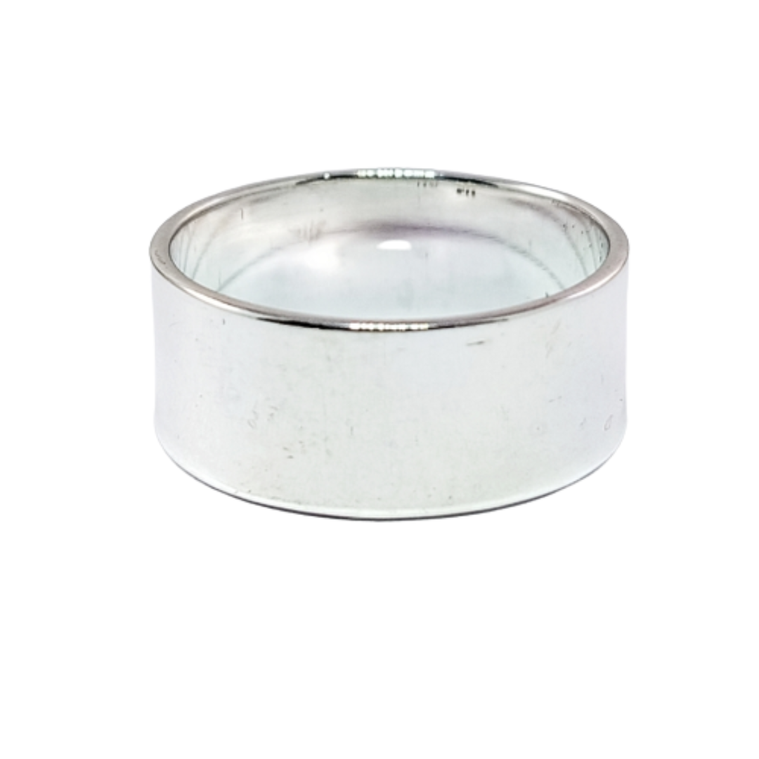 JSAJ FLAT BAND RING 8.5MM IN 925 STERLING SILVER