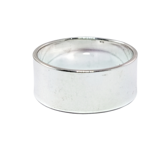 JSAJ FLAT BAND RING 8.5MM IN 925 STERLING SILVER