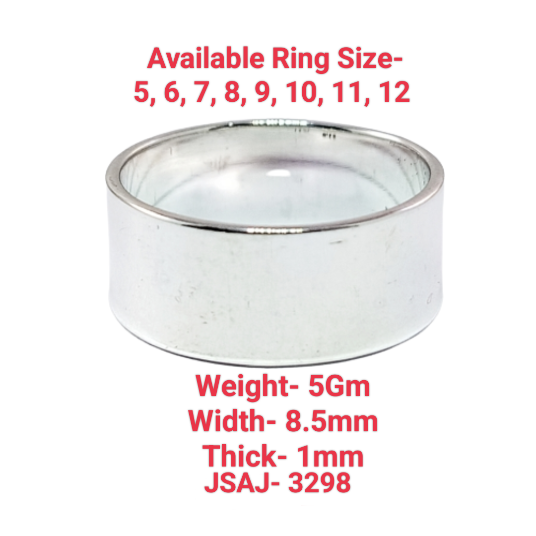 JSAJ FLAT BAND RING 8.5MM IN 925 STERLING SILVER