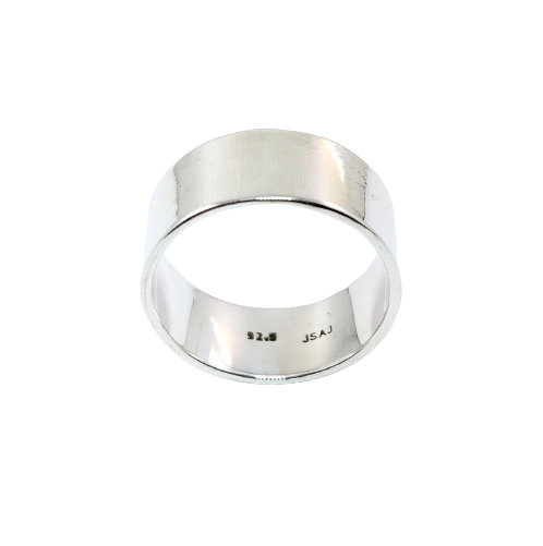 JSAJ FLAT BAND RING 8.5MM IN 925 STERLING SILVER