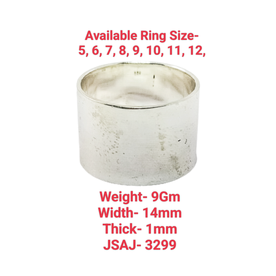 JSAJ FLAT BAND RING 14MM IN 925 STERLING SILVER