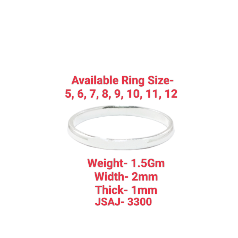 JSAJ HALF ROUND BAND RING 2MM IN 925 STERLING SILVER