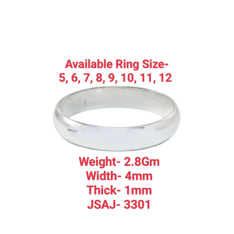 JSAJ HALF ROUND BAND RING 4MM IN 925 STERLING SILVER