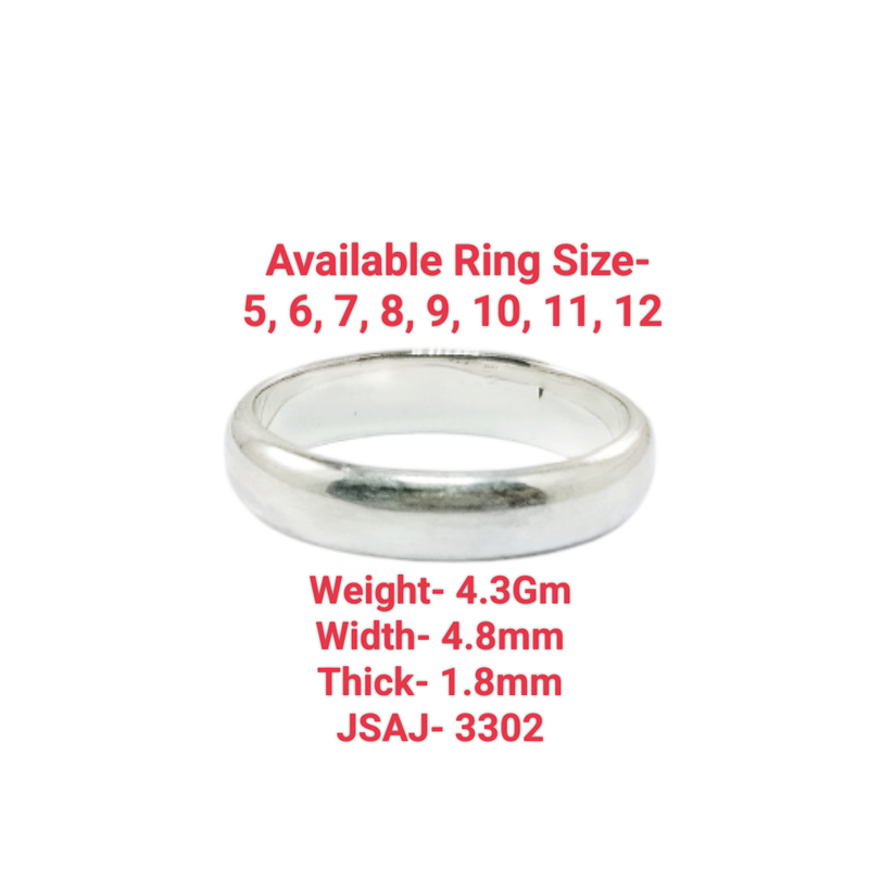 JSAJ HALF ROUND BAND RING 4.8MM IN 925 STERLING SILVER
