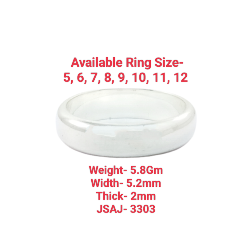 JSAJ HALF ROUND BAND RING 5.2MM IN 925 STERLING SILVER