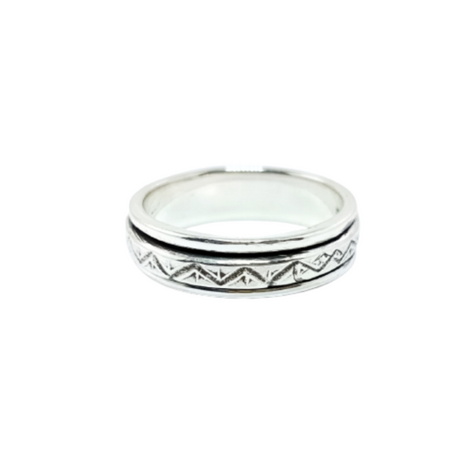 JSAJ MOVING RING WITH ZIG-ZAG DESIGN IN 925 STERLING SILVER