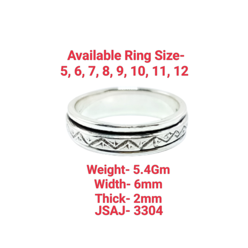 JSAJ MOVING RING WITH ZIG-ZAG DESIGN IN 925 STERLING SILVER