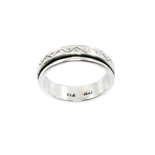 JSAJ MOVING RING WITH ZIG-ZAG DESIGN IN 925 STERLING SILVER
