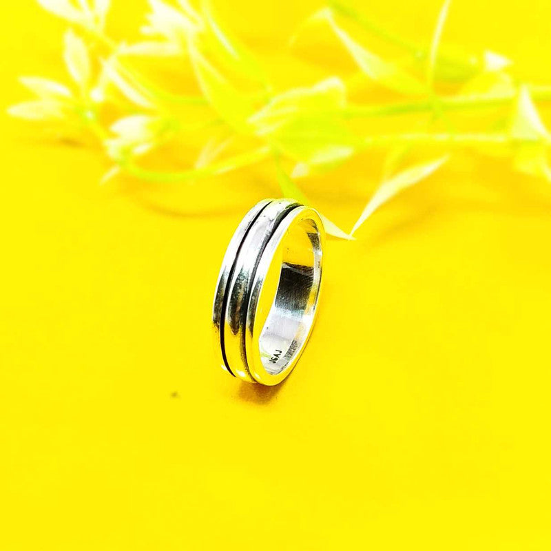 JSAJ MOVING RING WITH HALF ROUND BAND IN 925 STERLING SILVER