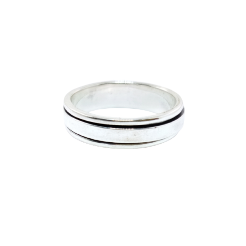 JSAJ MOVING RING WITH FLAT BAND IN 925 STERLING SILVER