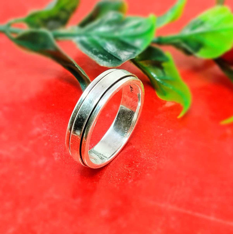 JSAJ MOVING RING WITH FLAT BAND IN 925 STERLING SILVER