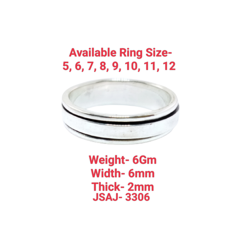 JSAJ MOVING RING WITH FLAT BAND IN 925 STERLING SILVER